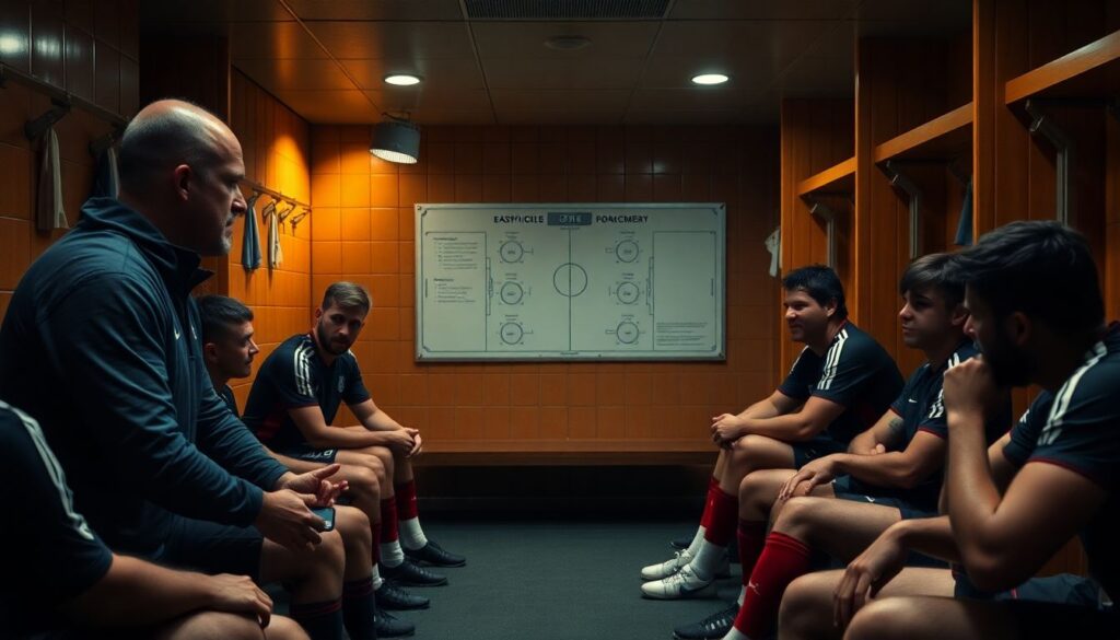 Гол в раздевалке и его влияние на атмосферу на стадионе - иллюстрация